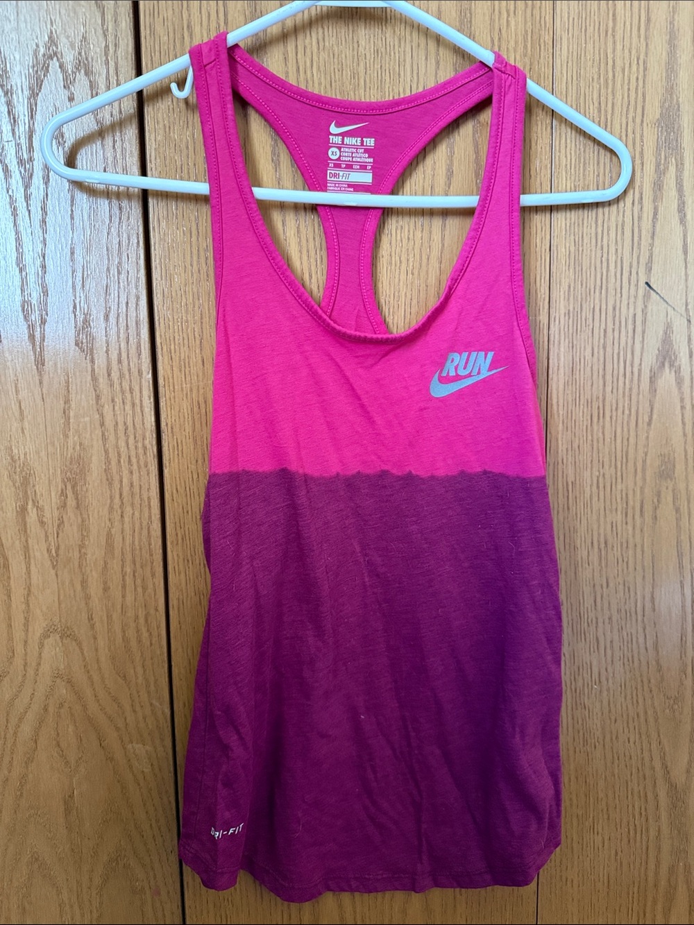 Nike Pink and Magenta Ombre RUN Dri-FIT Tank